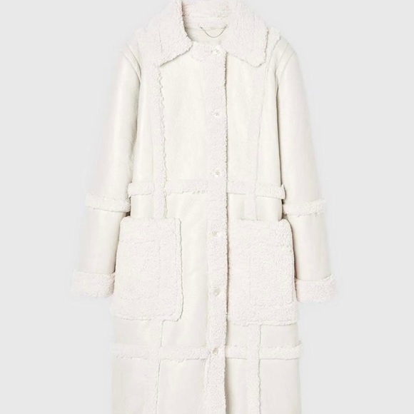 Maniere de voir vegan leather and shearling coat size M NWT *Limited Edition* - Picture 5 of 10